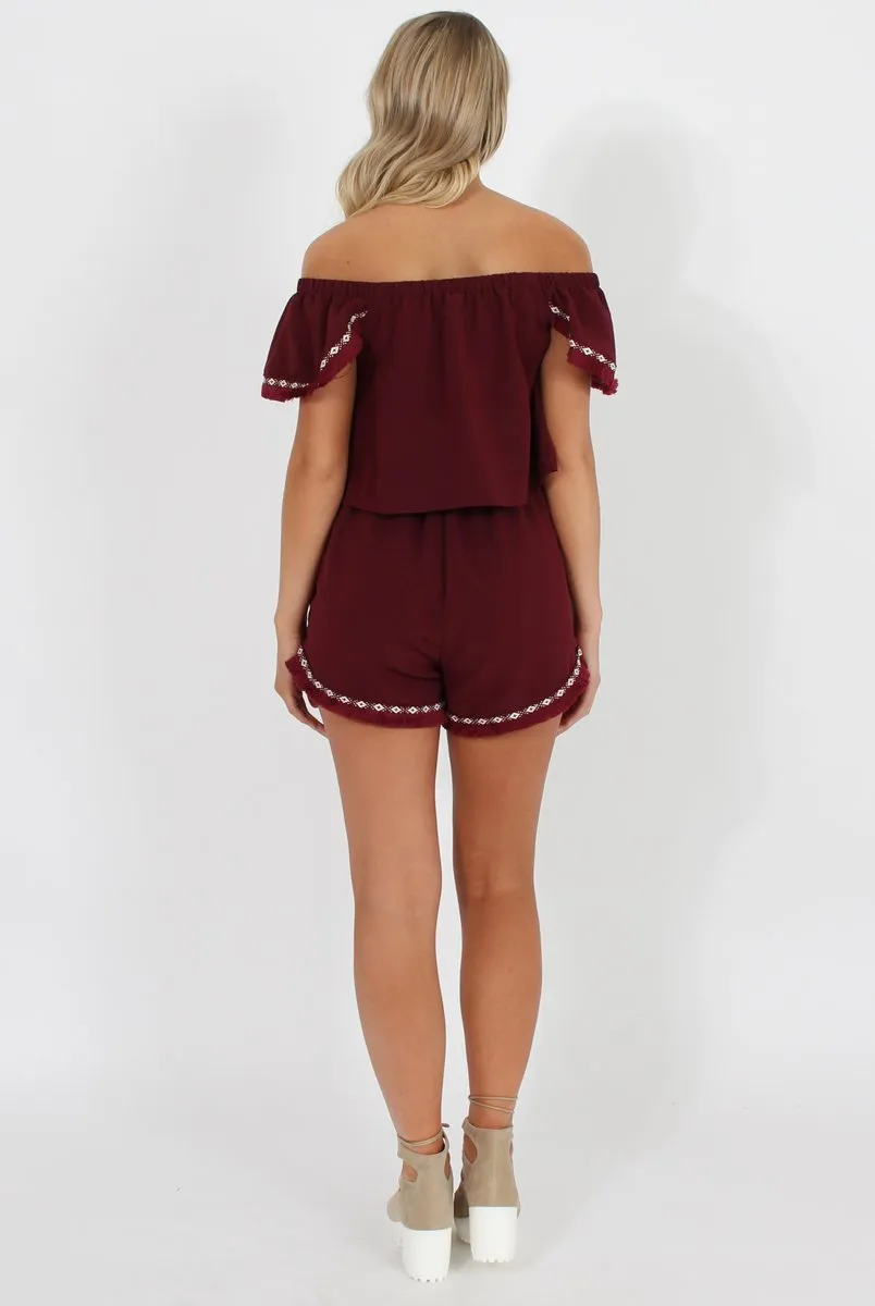 Wine Bardot Two Piece - Jessica