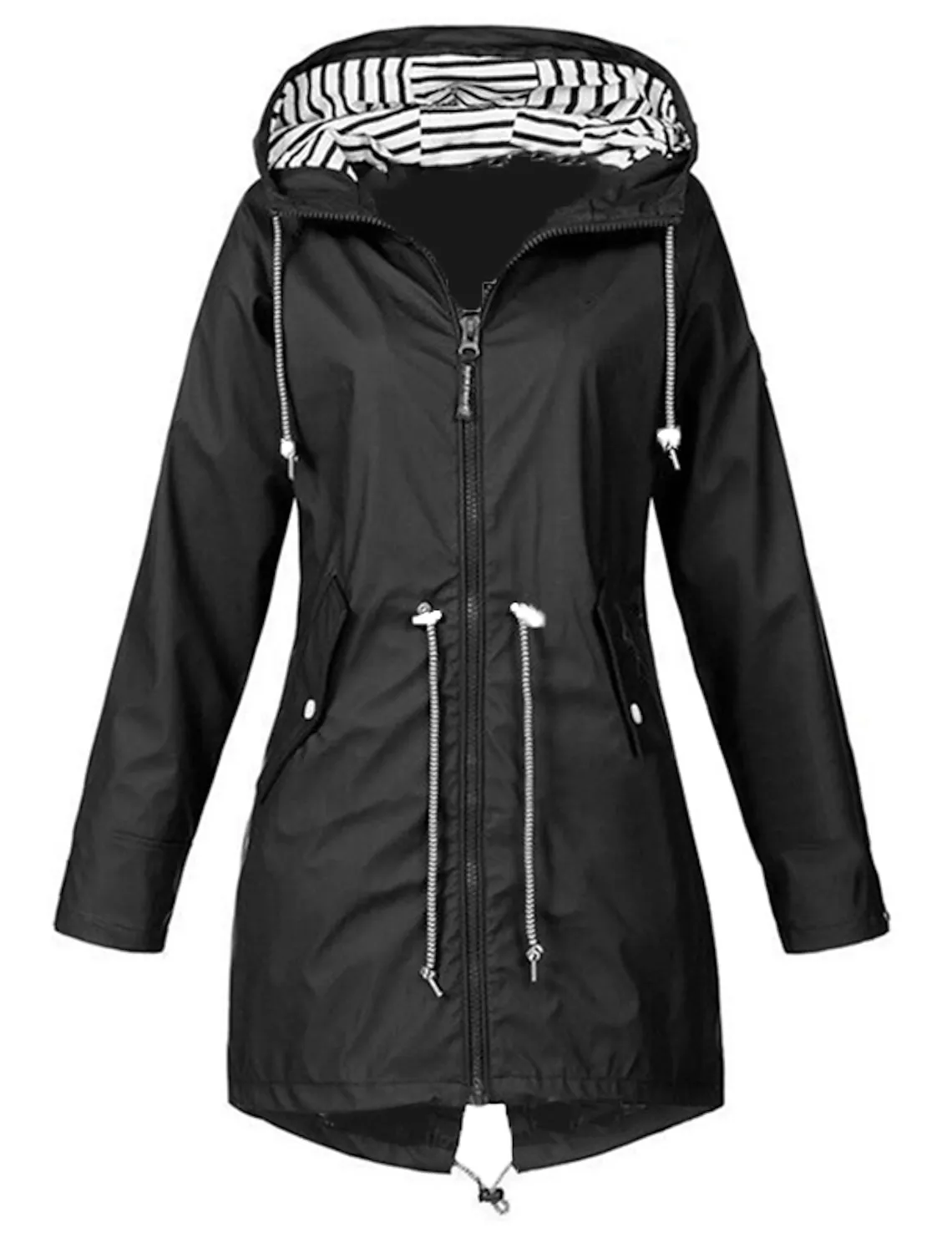 Women's Raincoats Windbreaker Rain Jacket Waterproof Lightweight Outdoor Long Hooded